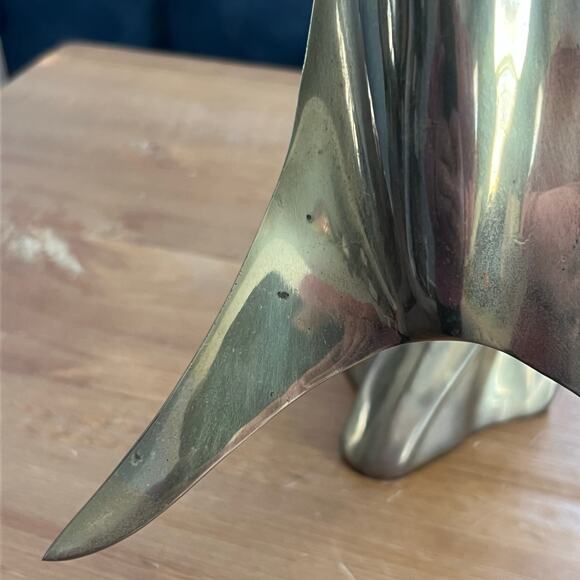 Vintage Brass Dolphin Statue 14in tall Extra Large - Picture 5 of 6